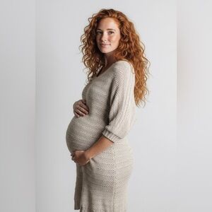 Motherhood Maternity Beige Knit Lightweight Sweater Dress Size Medium